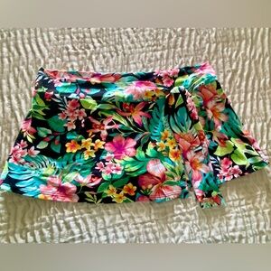 Tommy Bahama Black Floral Swim Skirt bottom with Tropical Multicolor Print Sz S